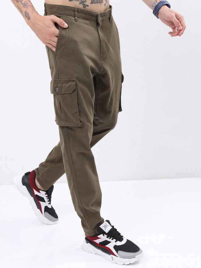 Highlander Men Olive Slim Fit Solid Cargo - Olive - Image 6