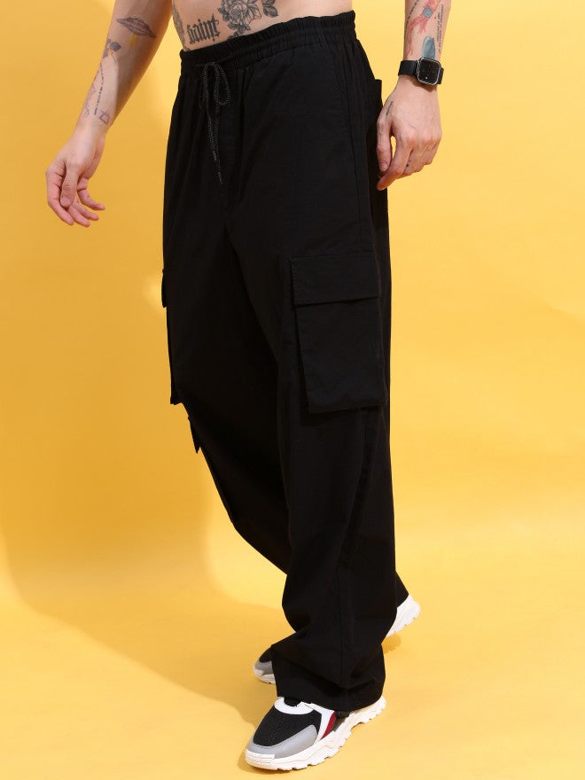 Highlander Men Black Loose Fit Solid Cargo - Black - Image 4