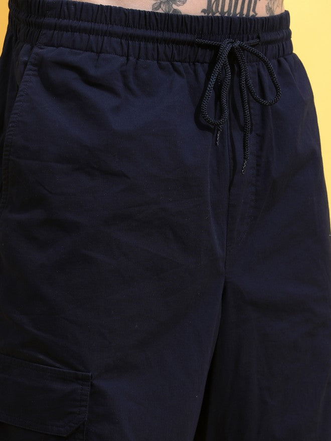 Highlander Men Navy Loose Fit Solid Cargo jogger - Navy Blue - Image 5