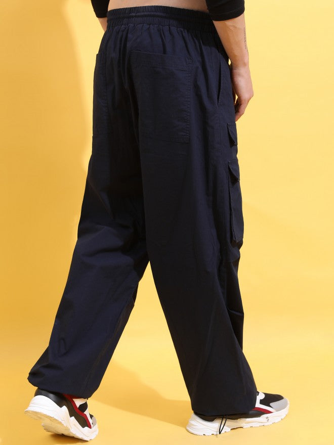 Highlander Men Navy Loose Fit Solid Cargo jogger - Navy Blue - Image 3