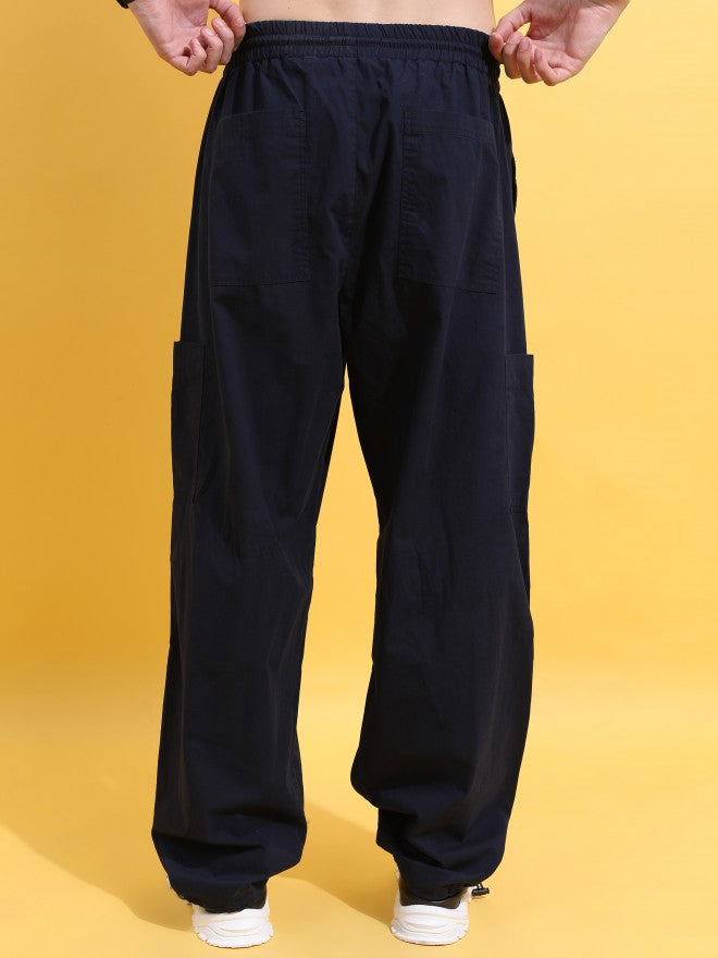 Highlander Men Navy Blue Loose Fit Solid Cargo - Navy Blue - Image 3