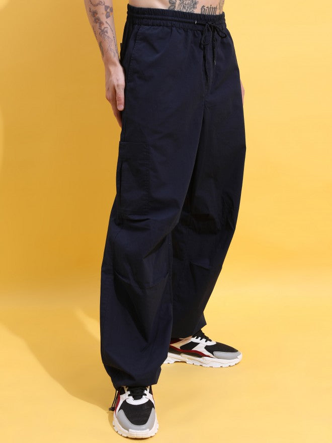 Highlander Men Navy Blue Loose Fit Solid Cargo - Navy Blue - Image 6