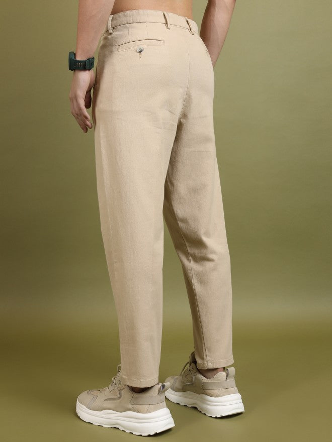 Highlander Men Beige Regular Fit Solid Casual Trouser - Beige - Image 3