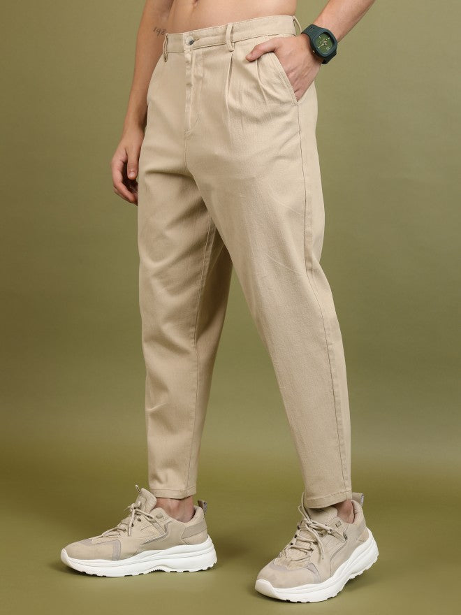 Highlander Men Beige Regular Fit Solid Casual Trouser - Beige - Image 4