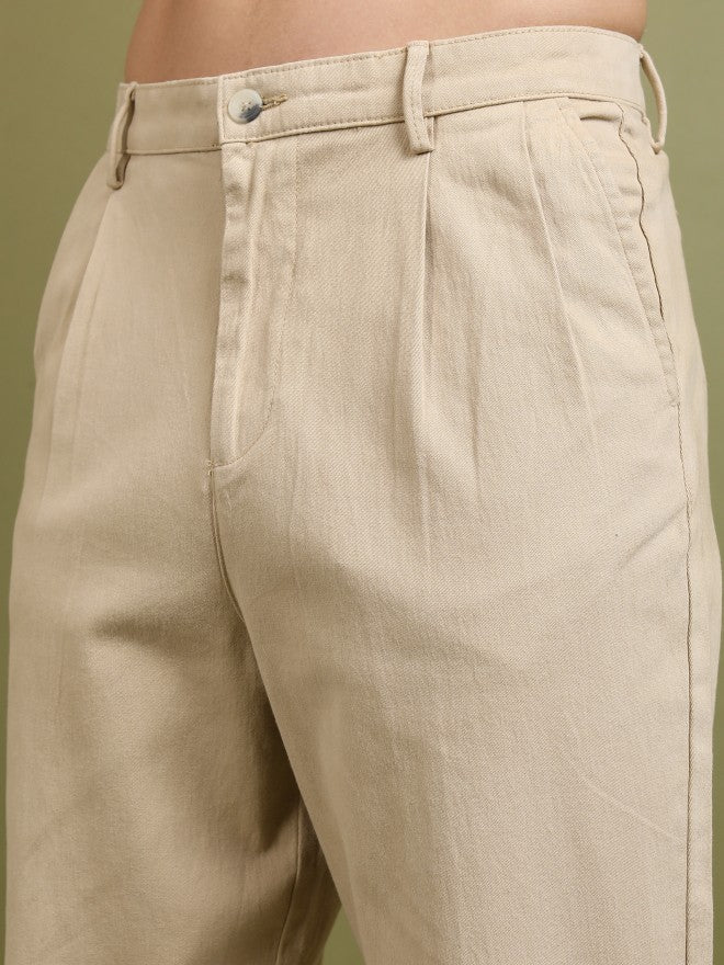 Highlander Men Beige Regular Fit Solid Casual Trouser - Beige - Image 5