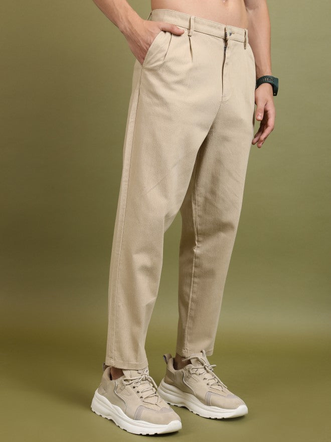 Highlander Men Beige Regular Fit Solid Casual Trouser - Beige - Image 6