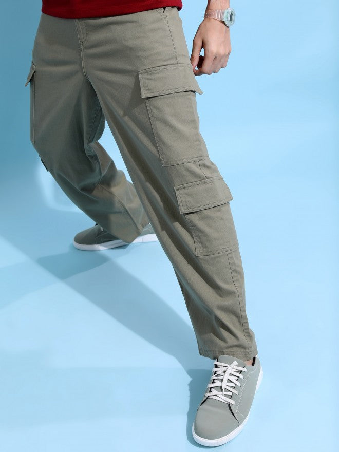 Highlander Men Olive Regular Fit Solid Cargo - Olive - Image 1