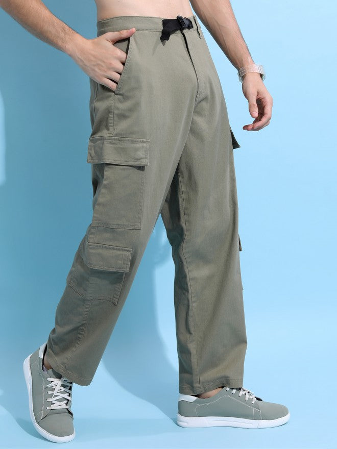 Highlander Men Olive Regular Fit Solid Cargo - Olive - Image 6