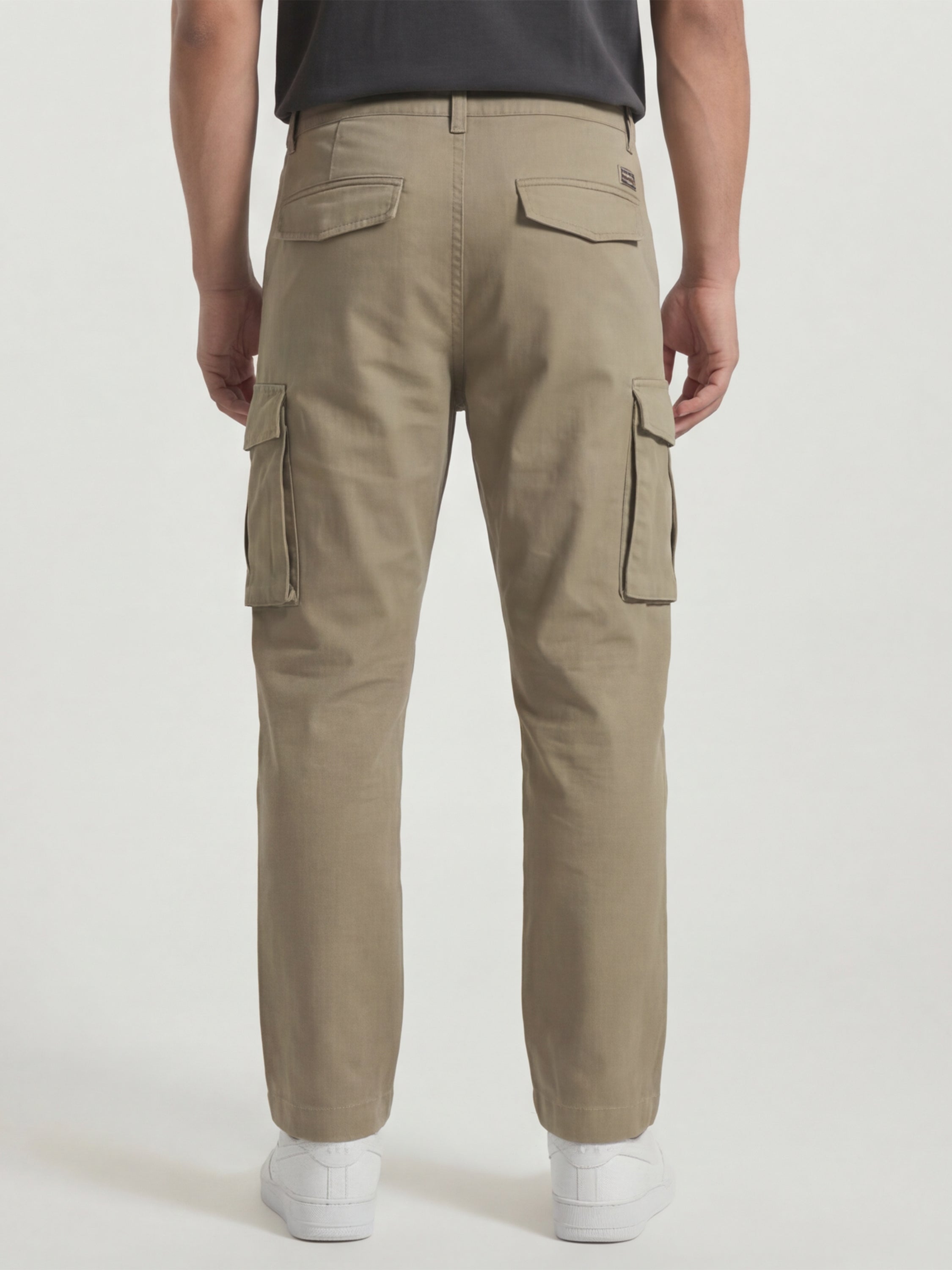 Highlander Men Khaki Straight Fit Solid Cargos - Khaki - Image 3