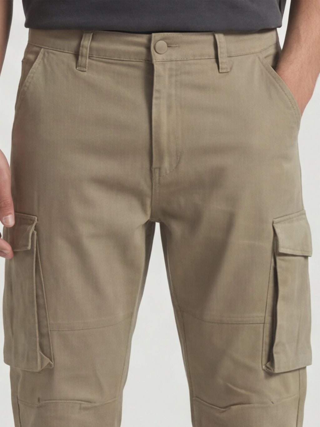 Highlander Men Khaki Straight Fit Solid Cargos - Khaki - Image 5