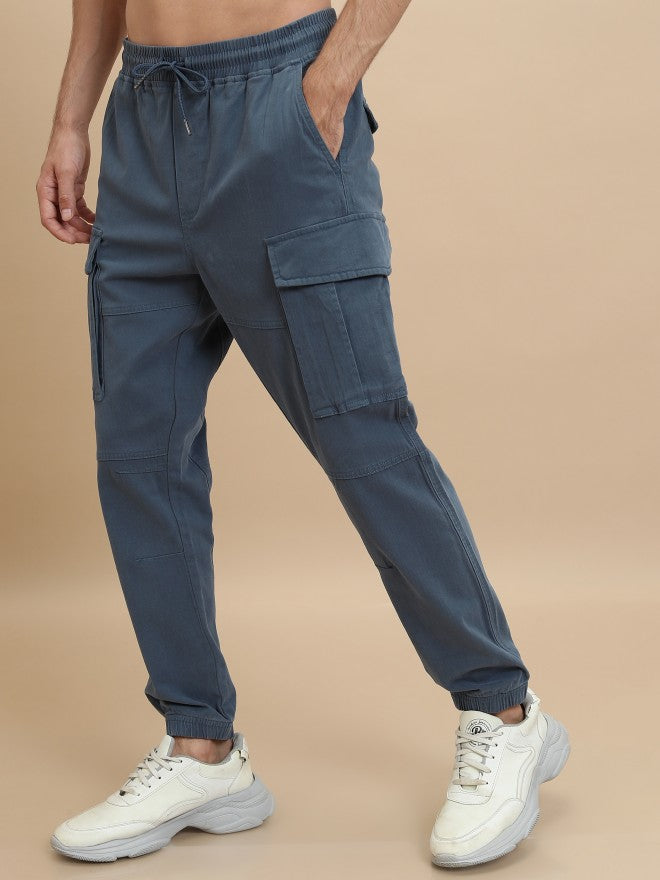 Highlander Men Blue Regular Fit Solid Joggers - Blue - Image 4