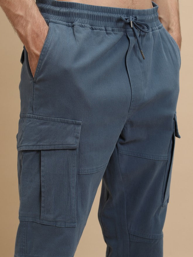 Highlander Men Blue Regular Fit Solid Joggers - Blue - Image 5