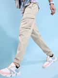 Highlander Men Beige Regular Fit Solid Cargo jogger - Beige - Image 1