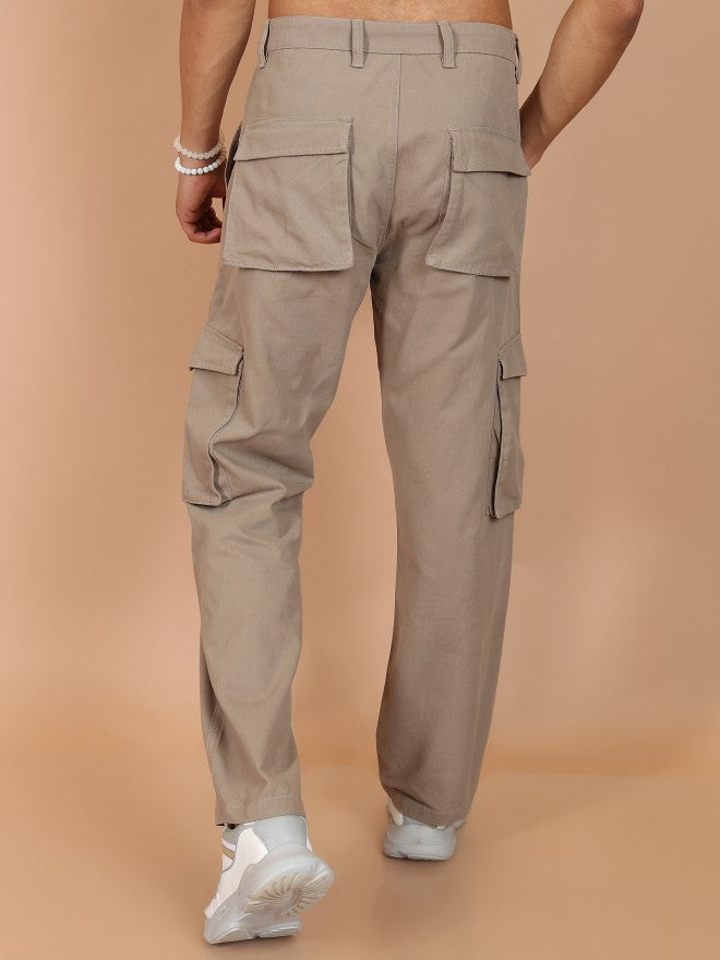 Highlander Men Taupe Regular Fit Solid Cargo - Taupe - Image 3