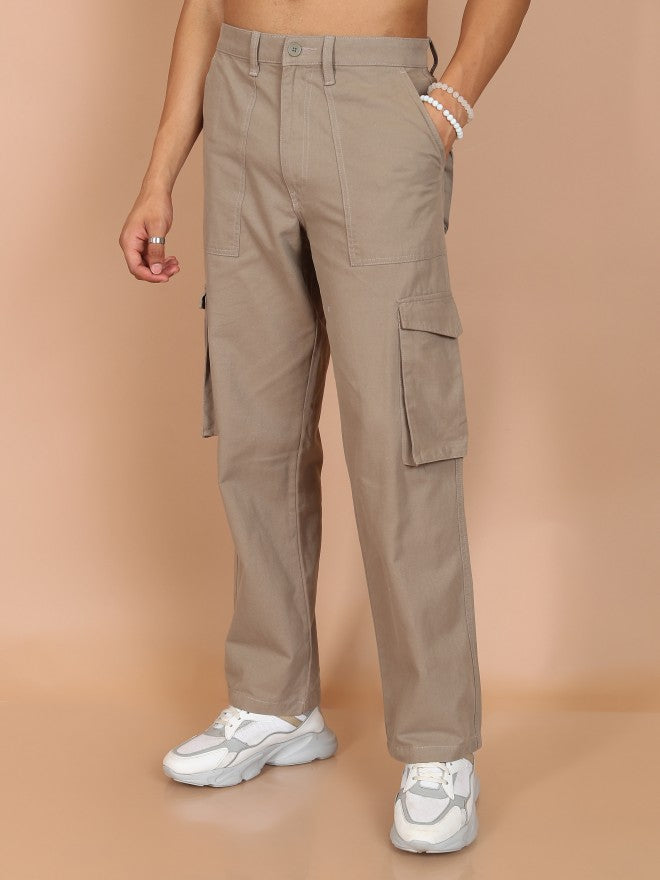 Highlander Men Taupe Regular Fit Solid Cargo - Taupe - Image 4