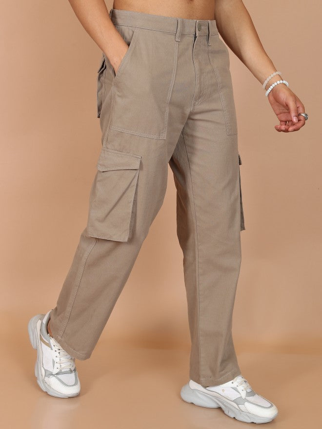 Highlander Men Taupe Regular Fit Solid Cargo - Taupe - Image 6