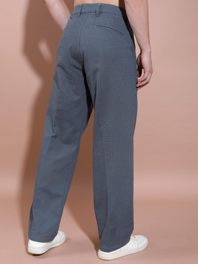 Highlander Men Blue Loose Fit Solid Casual Trouser - Blue - Image 3