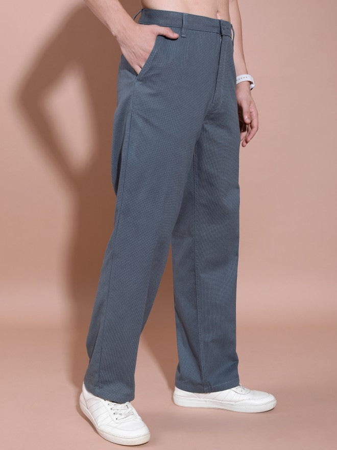 Highlander Men Blue Loose Fit Solid Casual Trouser - Blue - Image 6
