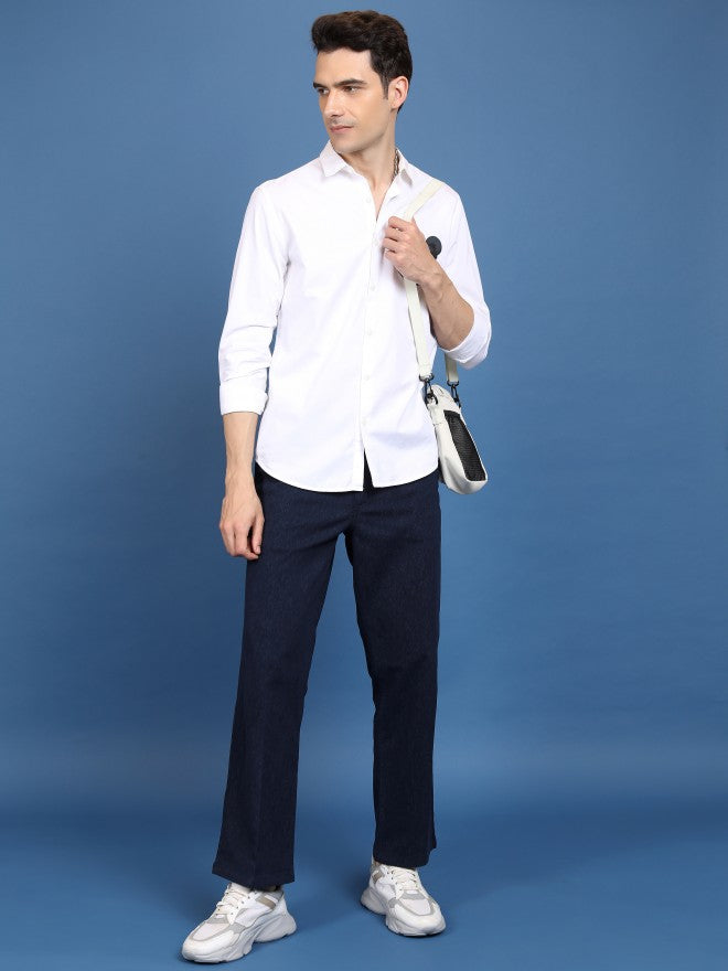 Highlander Men Blue Regular Fit Solid Casual Trouser - Blue - Image 2