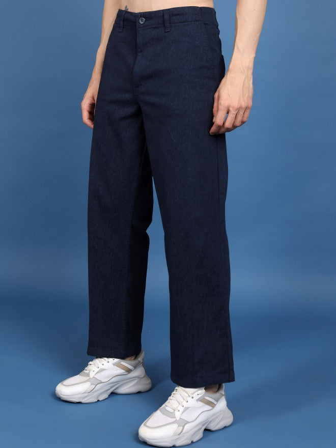 Highlander Men Blue Regular Fit Solid Casual Trouser - Blue - Image 4
