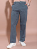 Highlander Men Flint Stone Straight Fit Solid Casual Trouser - Blue - Image 1