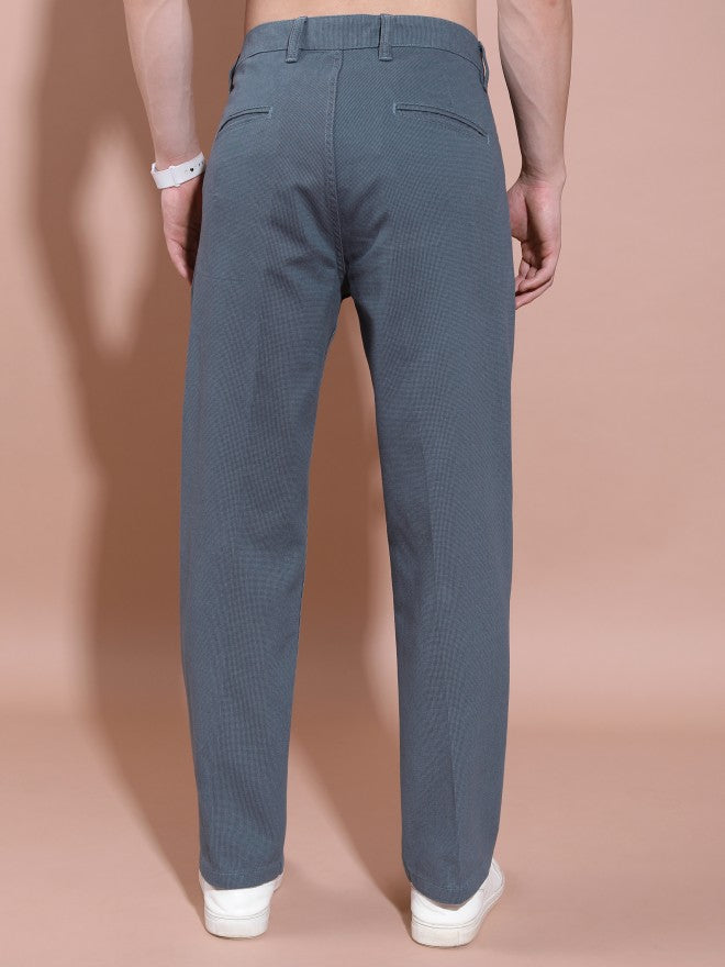 Highlander Men Flint Stone Straight Fit Solid Casual Trouser - Blue - Image 3