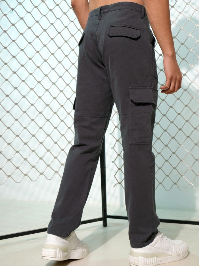 Highlander Men Black Loose Fit Solid Cargos - Black - Image 3