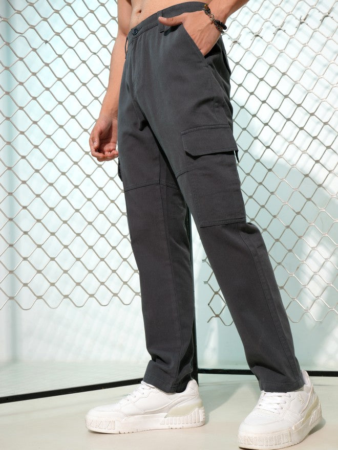 Highlander Men Black Loose Fit Solid Cargos - Black - Image 4