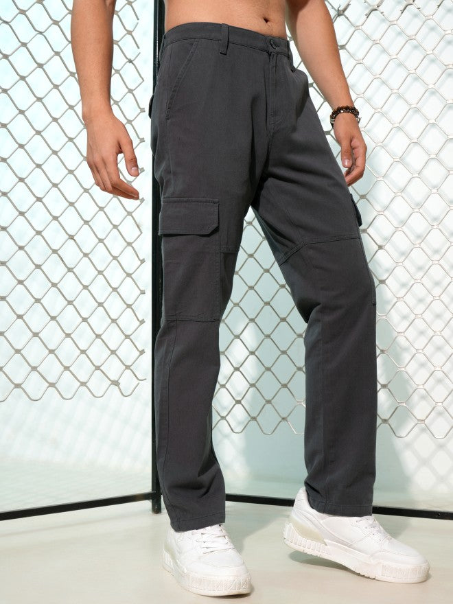 Highlander Men Black Loose Fit Solid Cargos - Black - Image 6