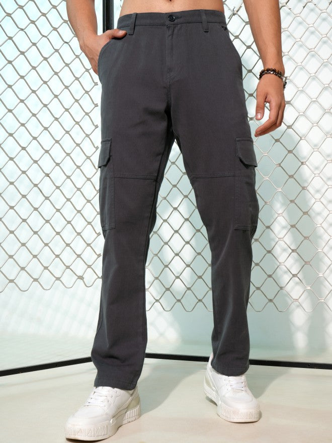 Highlander Men Black Loose Fit Solid Cargos - Black - Image 7