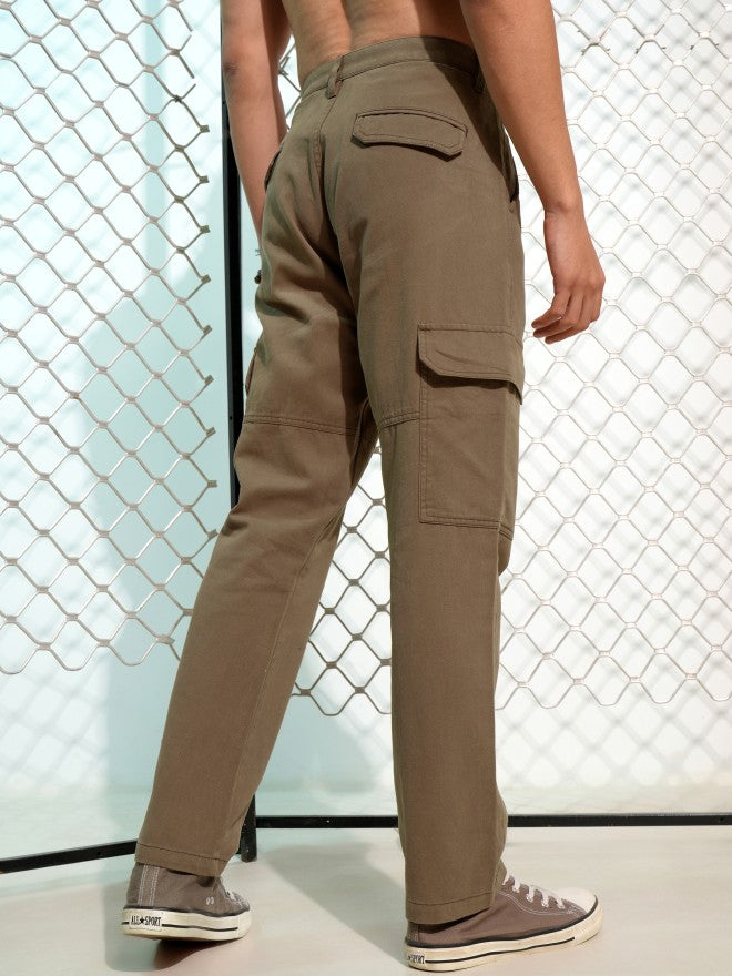 Highlander Men Green Loose Fit Solid Cargos - Green - Image 3