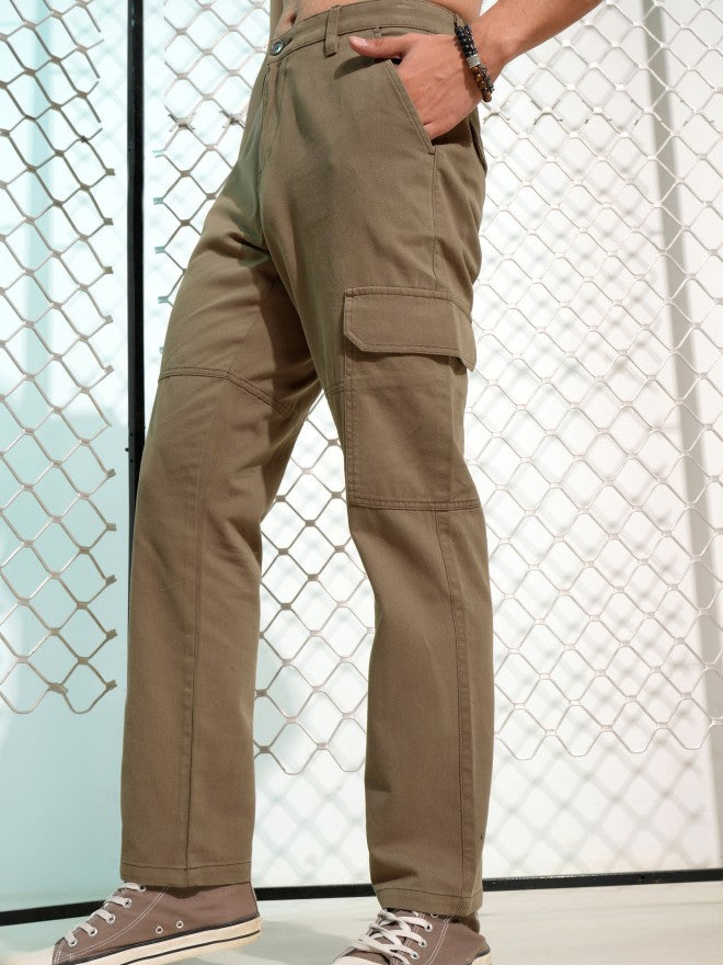 Highlander Men Green Loose Fit Solid Cargos - Green - Image 4