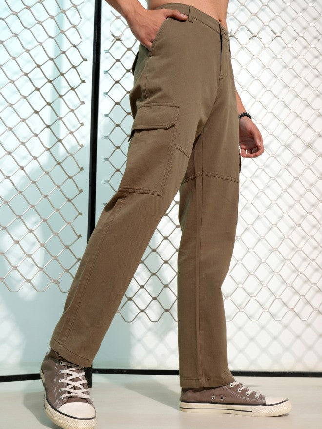 Highlander Men Green Loose Fit Solid Cargos - Green - Image 6