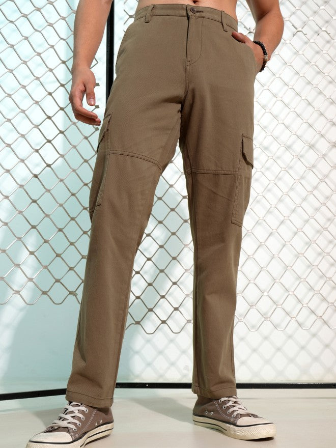 Highlander Men Green Loose Fit Solid Cargos - Green - Image 8