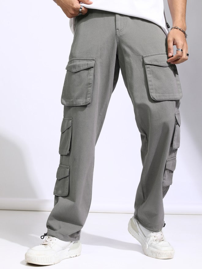 Highlander Men Grey Straight Fit Solid Cargo - Grey - Image 1