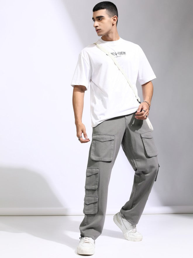 Highlander Men Grey Straight Fit Solid Cargo - Grey - Image 2
