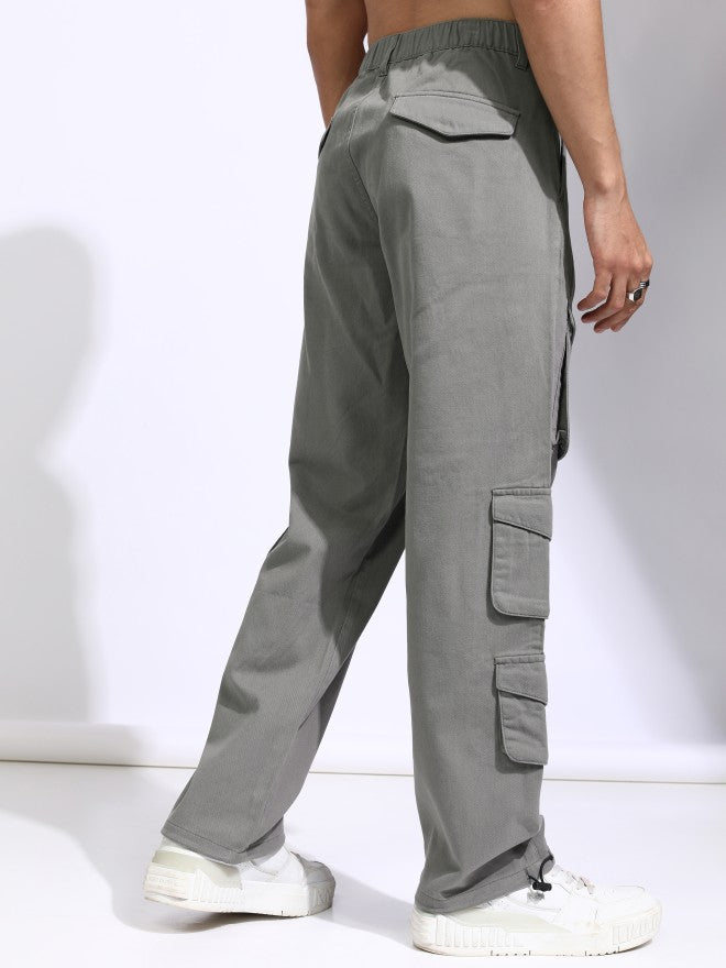Highlander Men Grey Straight Fit Solid Cargo - Grey - Image 3