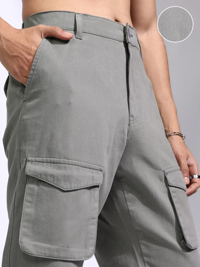 Highlander Men Grey Straight Fit Solid Cargo - Grey - Image 5