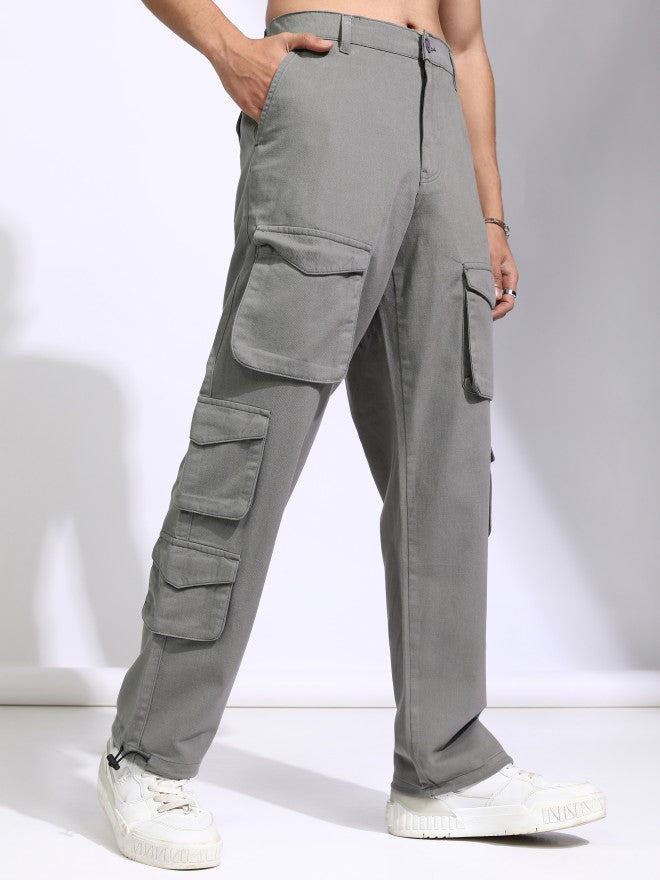 Highlander Men Grey Straight Fit Solid Cargo - Grey - Image 6