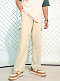 Highlander Men White Carpenter Fit Solid Cargos - White - Image 1