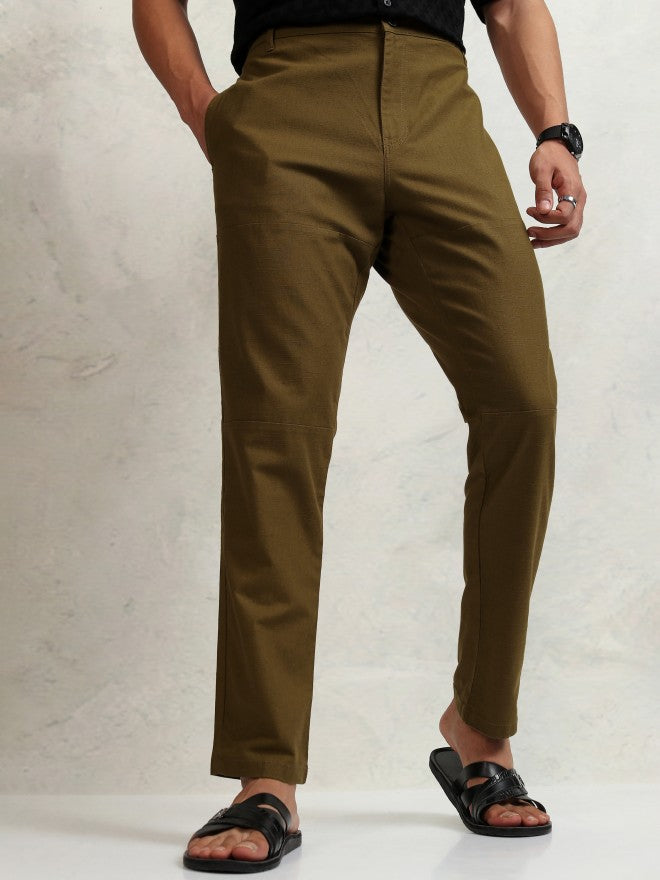 Highlander Men Brown Regular Fit  Solid Chinos - Brown - Image 1