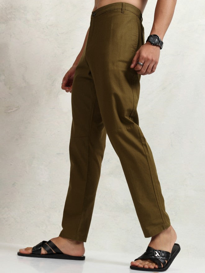 Highlander Men Brown Regular Fit  Solid Chinos - Brown - Image 4