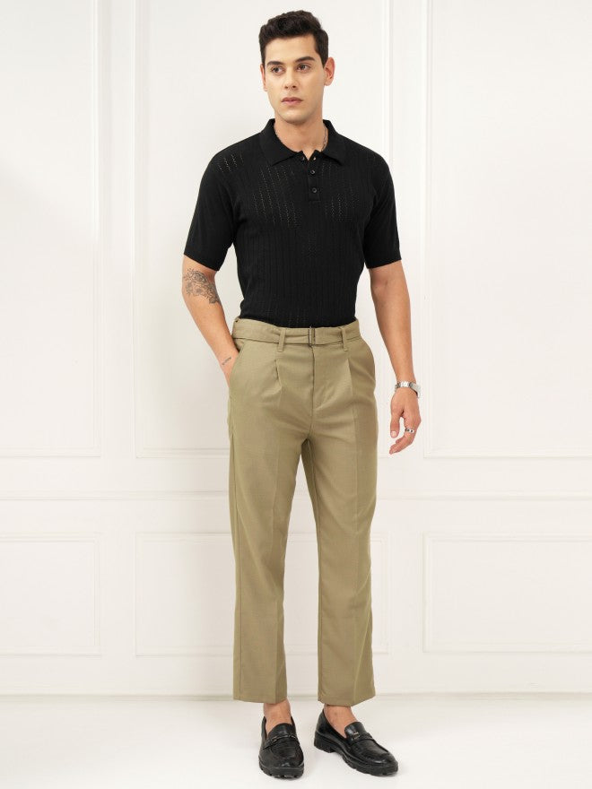 Highlander Men Khaki Slim Fit Solid Formal Trouser - Khaki - Image 2