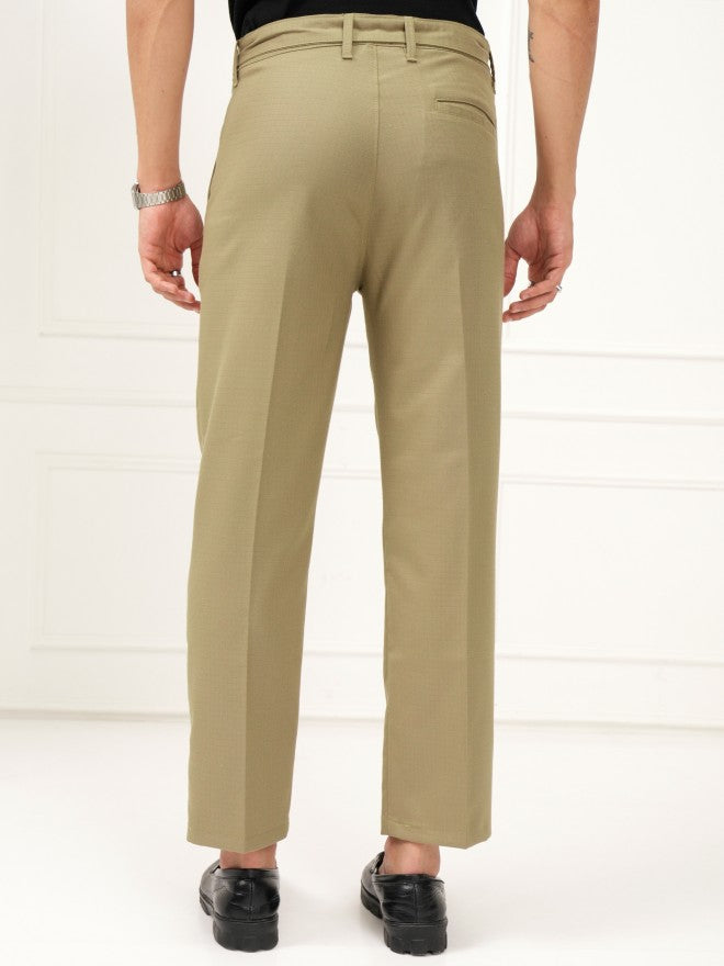Highlander Men Khaki Slim Fit Solid Formal Trouser - Khaki - Image 3