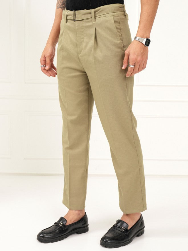 Highlander Men Khaki Slim Fit Solid Formal Trouser - Khaki - Image 4