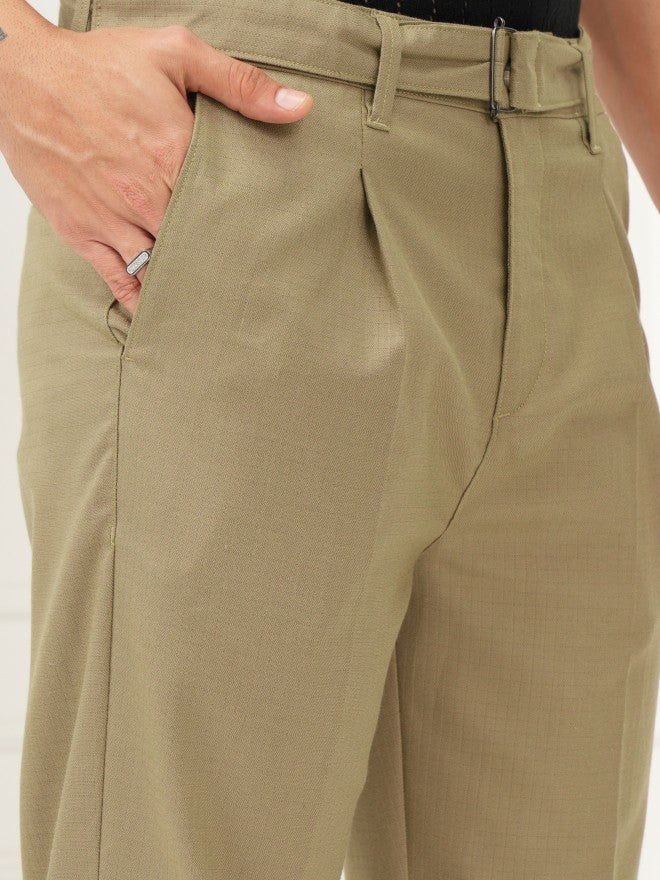 Highlander Men Khaki Slim Fit Solid Formal Trouser - Khaki - Image 5