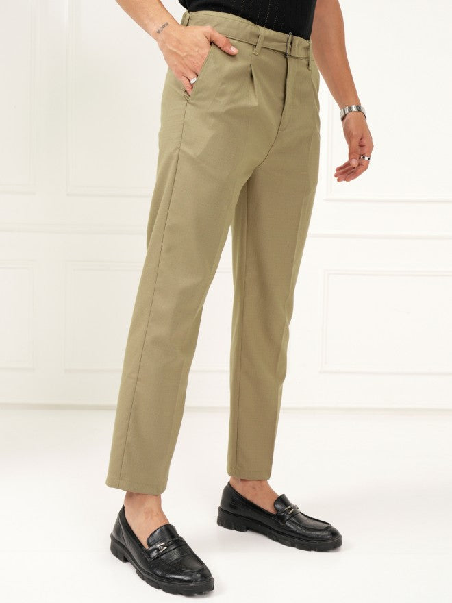 Highlander Men Khaki Slim Fit Solid Formal Trouser - Khaki - Image 6