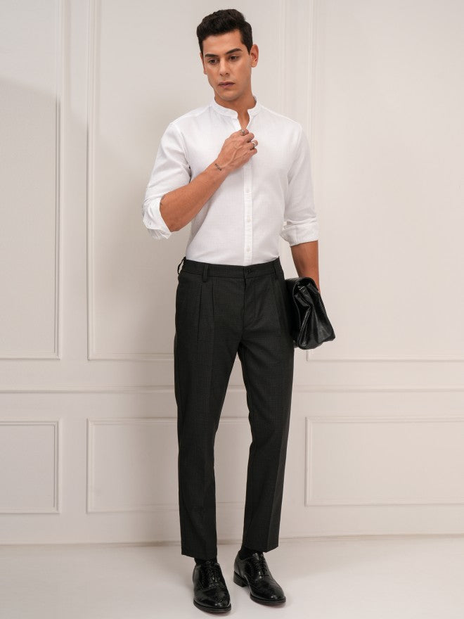 Highlander Men Black Slim Fit Solid Formal Trouser - Black - Image 2