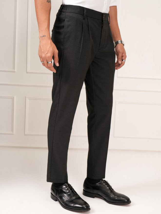 Highlander Men Black Slim Fit Solid Formal Trouser - Black - Image 6