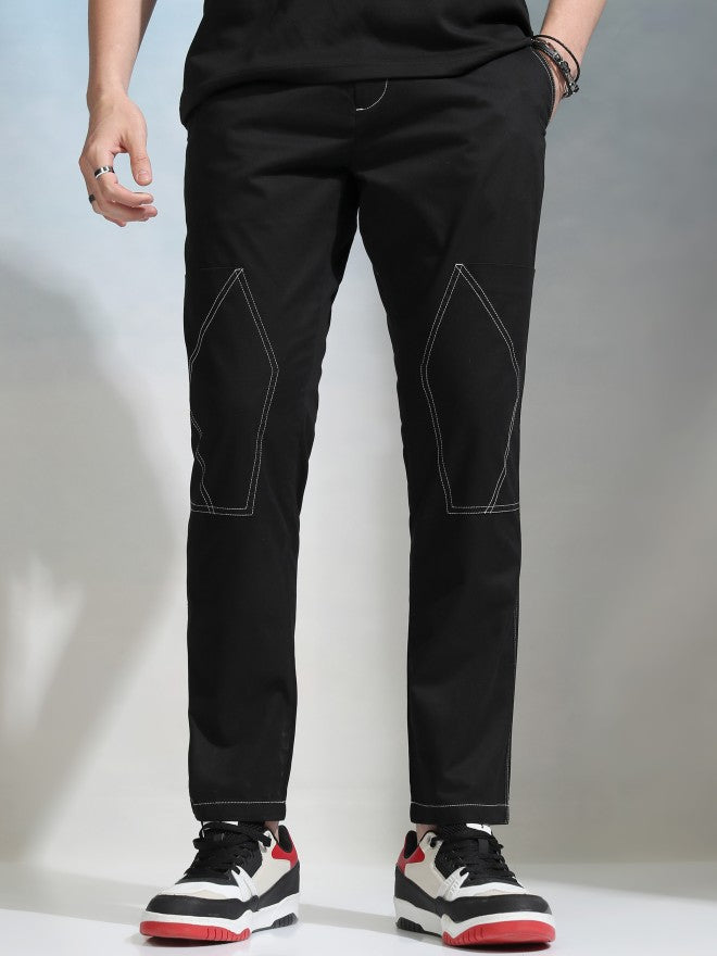 Highlander Men Black Slim Fit Solid Chinos - Black - Image 1